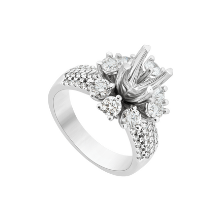 Vỏ nhẫn Kim cương Vàng trắng 18K PNJ 00DDW002747