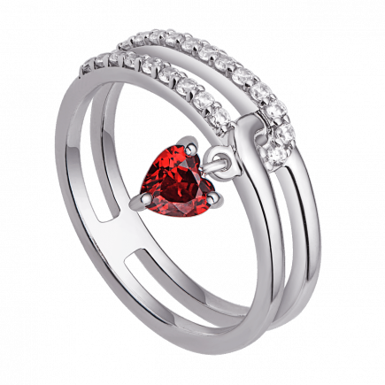 Nhẫn bạc đính đá màu đỏ PNJSilver Fantasia ZTXMK000086