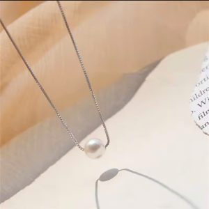 Vòng cổ Ngọc trai Tự nhiên Xuyên tâm 8mm Bạc S925