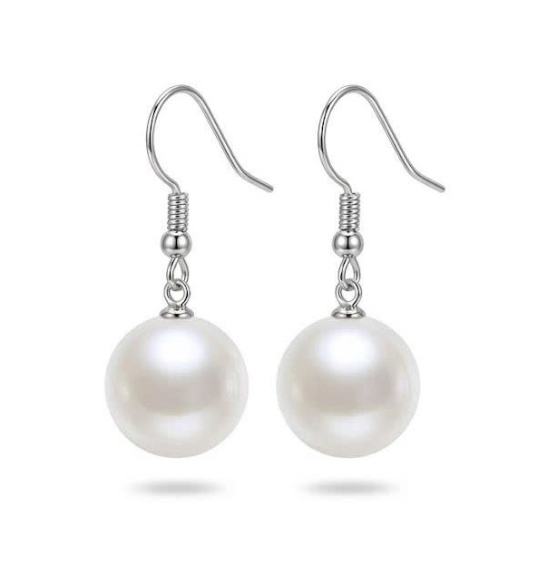 Bông tai Ngọc Trai Nuôi Nước Ngọt 8mm AAA - Khóa Móc Câu Bạc S925